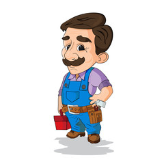 handyman wearing work clothes and a belt with tools