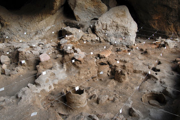 Archeological excavations of prehistoric settlement near by Areni town. Noravank gorge, Vayots Dzor Region, Armenia.