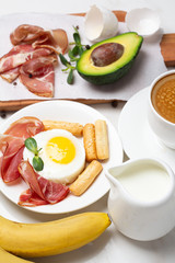 different breakfast dishes close up