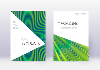 Fototapeta premium Triangle cover design template set. Green abstract