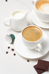 different types of coffee and chocolate