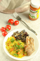 lunch stewed cabbage tomato supper