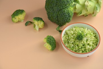 Broccoli rice or grated broccoli in a bowl