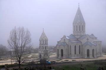 Surb Amenaprkich Ghazanchetsots church (1868-1887) in Shusha town, Mountainous Karabakh.