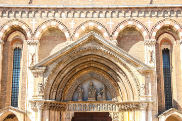 Fototapeta na wymiar Vicenza, Italy. Beautiful architecture of catholic church (Chiesa di San Lorenzo) in Vicenza.