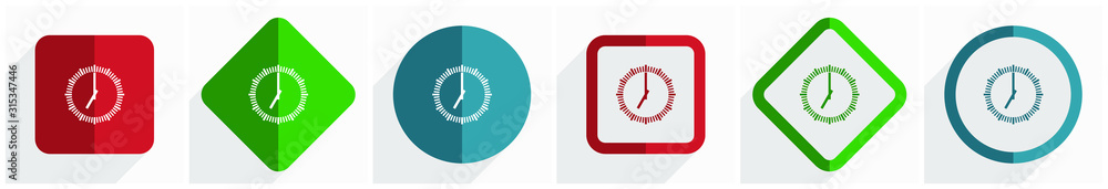 Poster Time icon set, flat design vector illustration in 6 options for webdesign and mobile applications in eps 10