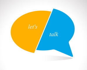 Conceptual speech bubble communication concept vector sign isolated on white, dialog or brainstorm, discussion or argument.