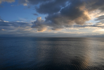 Dramatic sunset above Sevan Lake. Gegharkunik Region, Armenia.