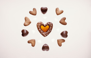 Flying heart shape cookies isolated Valentine Day
