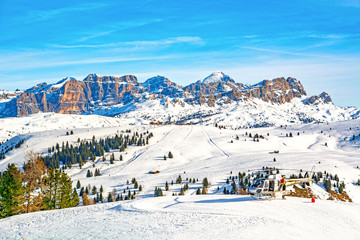 Dolomites landscape panorama in winter, Italy