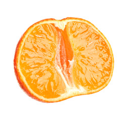Cut fresh juicy tangerine isolated on white