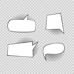 Comic Speech Bubbles Signs Black Thin Line Icon Set. Vector