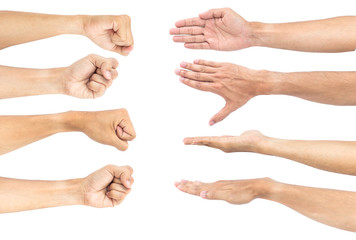 The image of an Asian hand on a white background clipping path.
