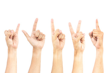 The image of an Asian hand on a white background clipping path.