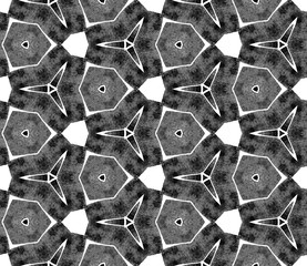 Grey black and white vintage seamless pattern. Han