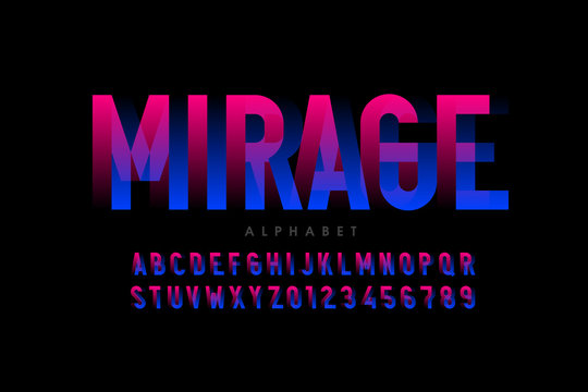 Modern Optical Illusion Style Font Design, Alphabet Letters And Numbers