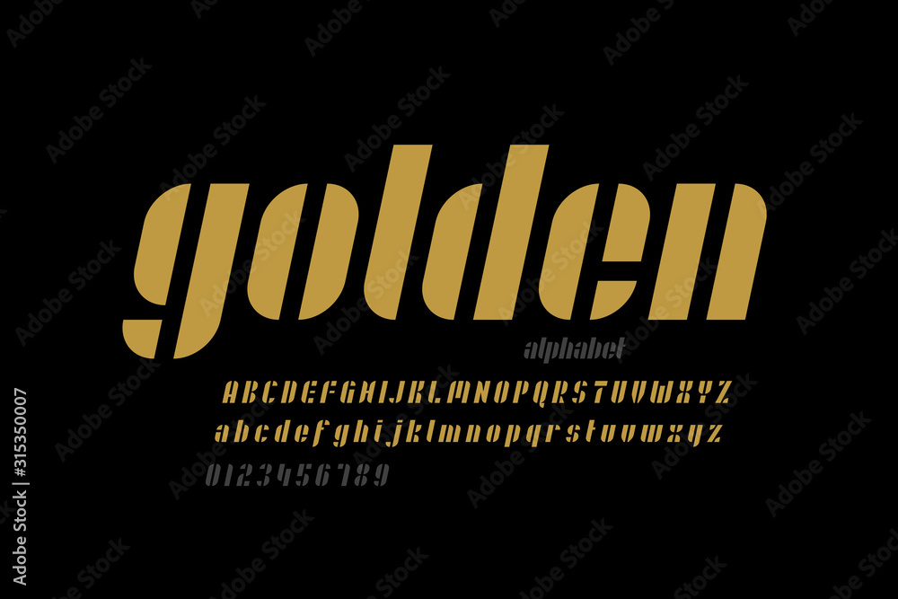 Fototapete modern minimal style font design, italic uppercase and lowercase alphabet letters and numbers