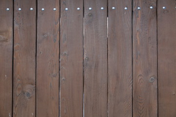 Fototapeta premium wood with nails texture background pattern. Brown color planks. Copy space for text.