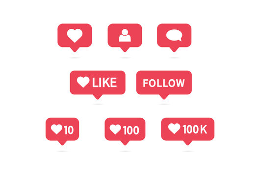 Like icon. Social media notification icon. Follow button symbol. Vector illustration