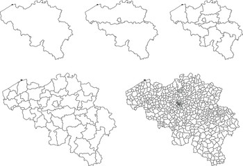 Vector map of Belgium administrative regions and areas