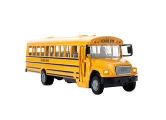 Fototapeta na wymiar Yellow school bus isolated on white. Transport for students