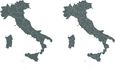 Vector map of Italy regions and administrative areas