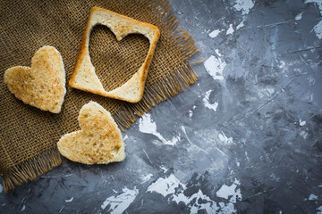 heart shaped bread, tosts. Valentine's background - 315350423