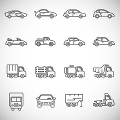 Car icons set outline on background for graphic and web design. Creative illustration concept symbol for web or mobile app