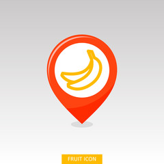 Banana pin map icon. Banana fruit sign