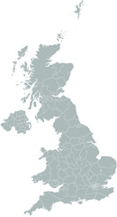Vector map of United Kingdom regions and administrative areas