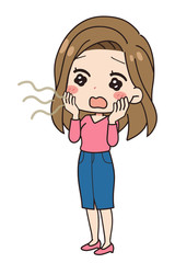 口臭に悩む女性の斜めイラスト　全身図