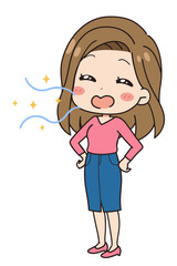 息が綺麗な女性の斜めイラスト　全身図