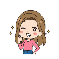 自信満々の女性の斜めイラスト　上半身