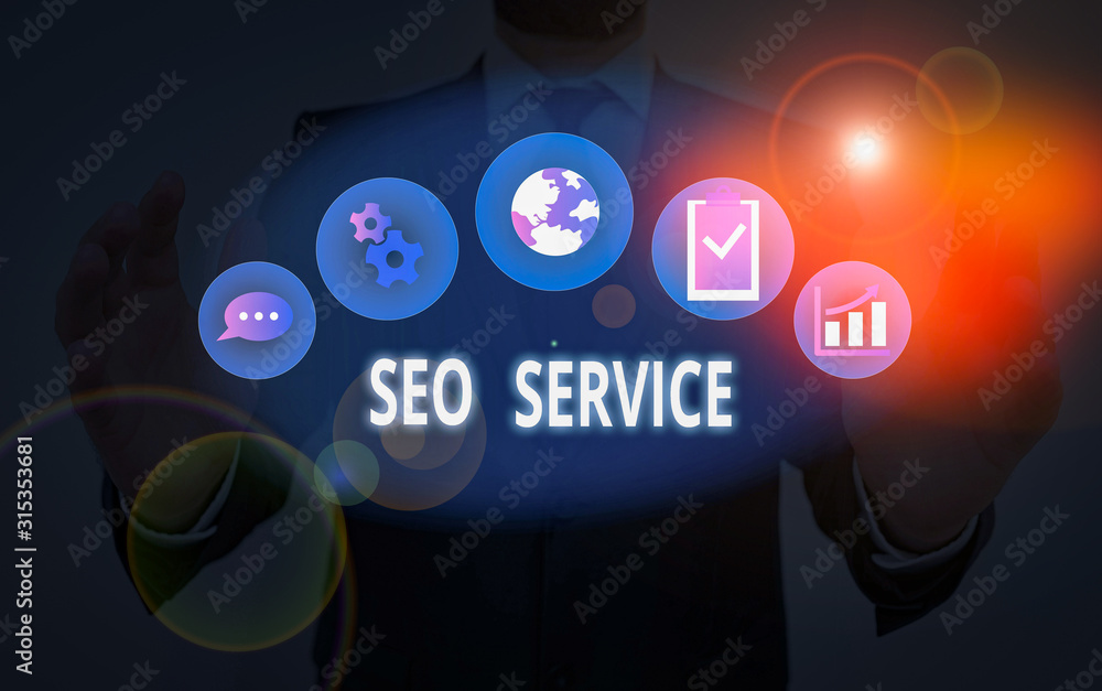 Poster handwriting text seo service. conceptual photo suite of techniques and procedures to surge website v