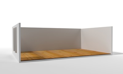 Empty Room Interior White Background. 3d Render Illustration