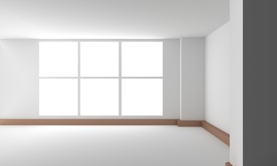 Empty Room Interior White Background. 3d Render Illustration