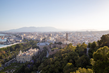 Aerial view of the Old Town of Malaga, Spain