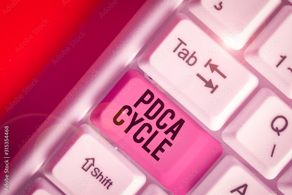 Poster word writing text pdca cycle. business photo showcasing use to control and continue improve the proc