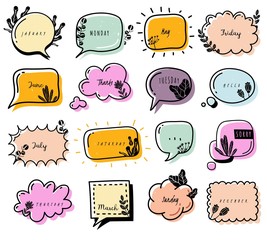 Bullet journal doodle elements collection