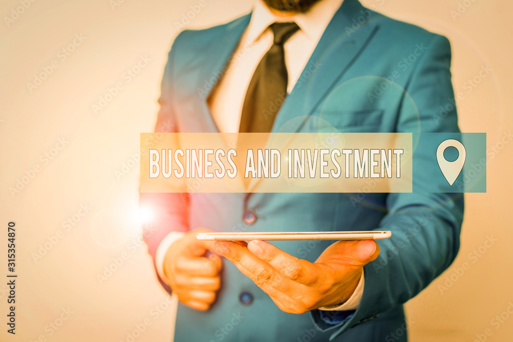 Poster writing note showing business and investment. business concept for putting your money in field to in