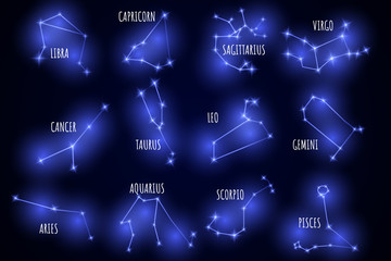 Set of neon constellations.
