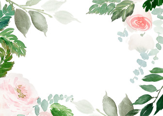 Greeting card with watercolor flowers handmade.