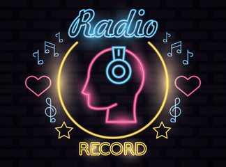 radio music record label neon lights