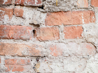 old brick with concrete closeup. Background of bricks. Background texture.