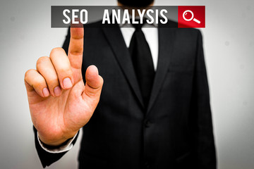 Handwriting text Seo Analysis. Conceptual photo tool helps showing to study on how to improve a...