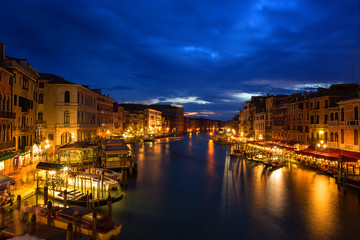 night view of Grand canal  in Venice, Italy.