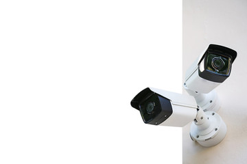 CCTV security cameras isolated on white background with clipping path.