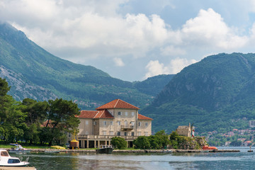 tourist beach town of Montenegro, historical buildings and architecture . Adriatic sea, coast