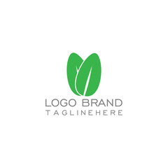 symbol vector of simple two leaf geometric design logo
