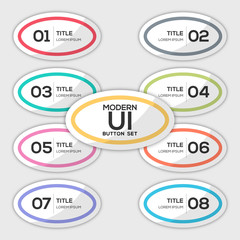 Modern user interface ellipse button set